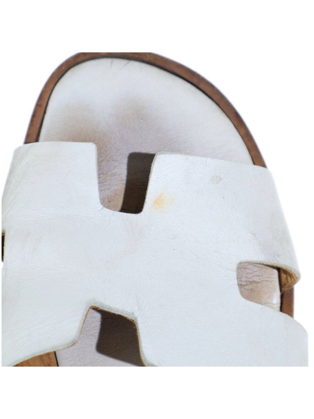 Hermes Izmir Leather Flat Sandals Slides White - Picture 6 of 6